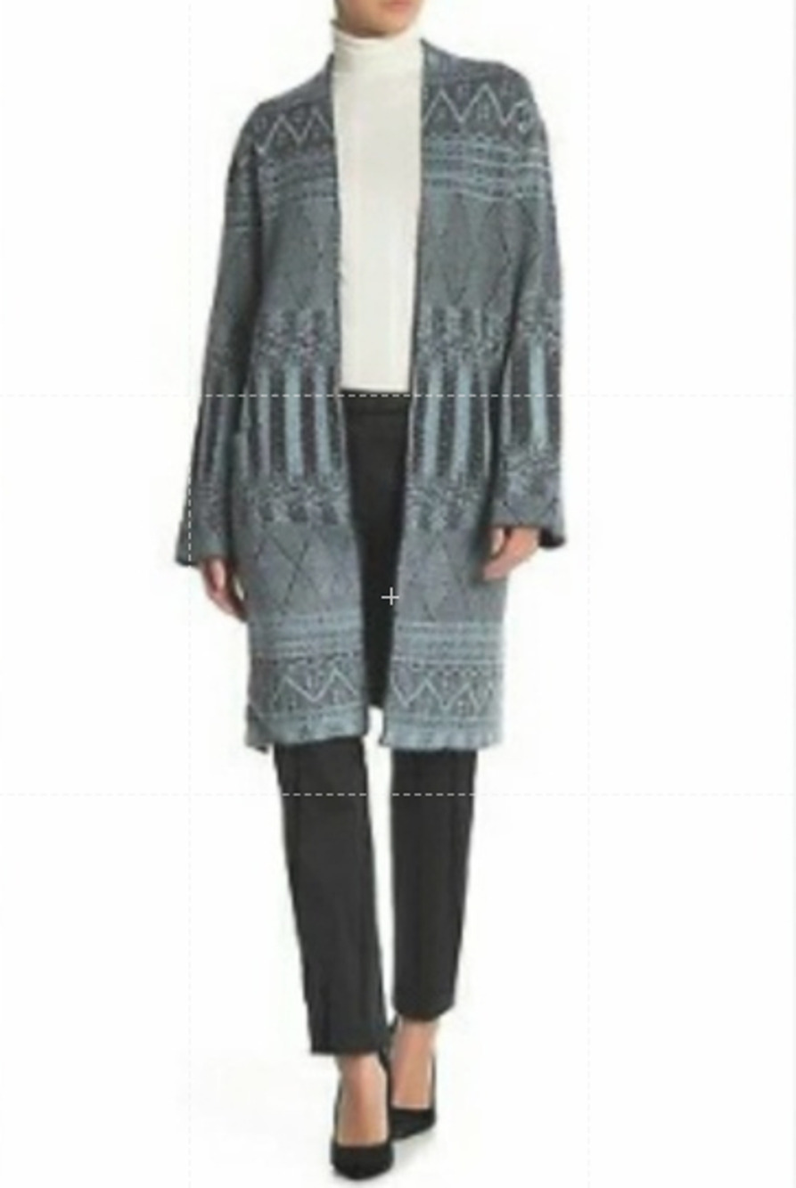 Vertigo Cardigan Sweater Women's SZ S Open Front Patterned Knit Lightweight Pull